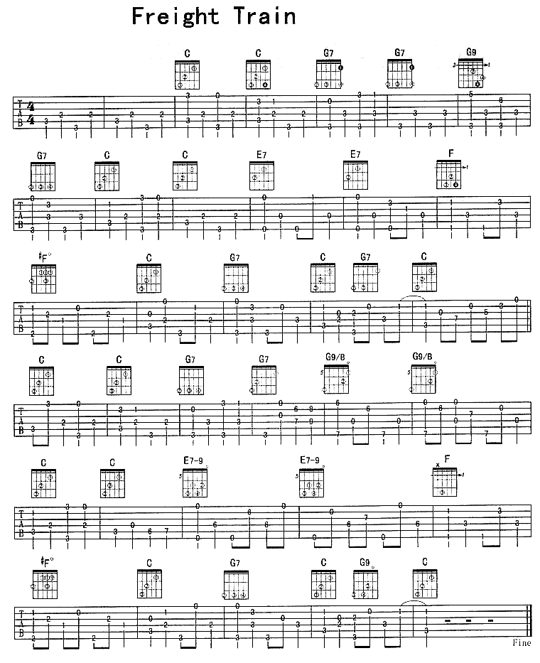 中国乐谱网——【吉他谱】Freight Train