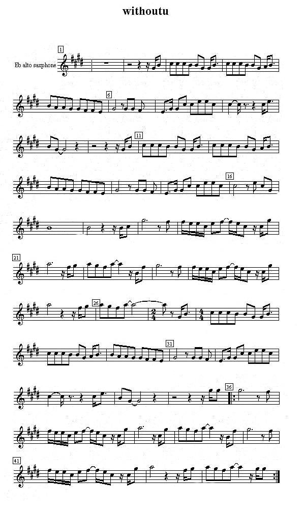 中国乐谱网——【萨克斯谱】without you