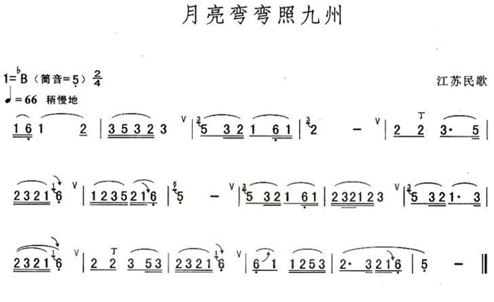 中国乐谱网——【葫芦丝】月亮弯弯照九州