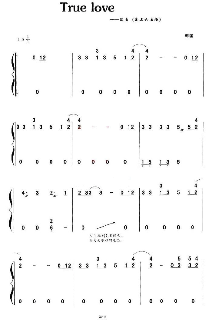 中国乐谱网——【古筝】True Love