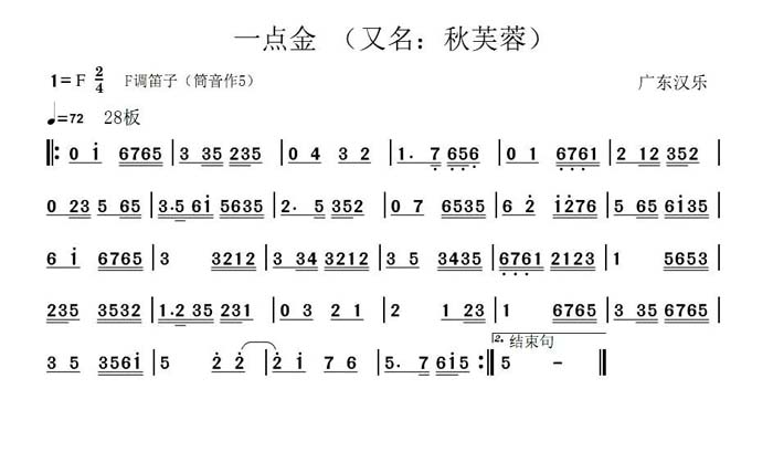 中国乐谱网——【笛箫曲谱】一点金