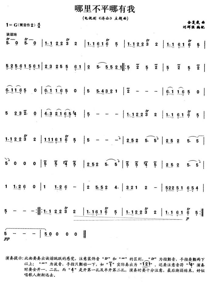 中国乐谱网——【胡琴谱】哪里不平哪里有我