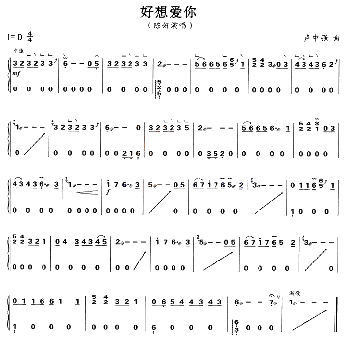 中国乐谱网——【古筝】好想爱你