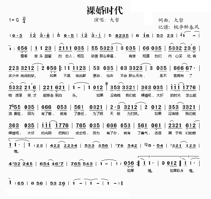 中国乐谱网——【笛箫曲谱】裸婚时代