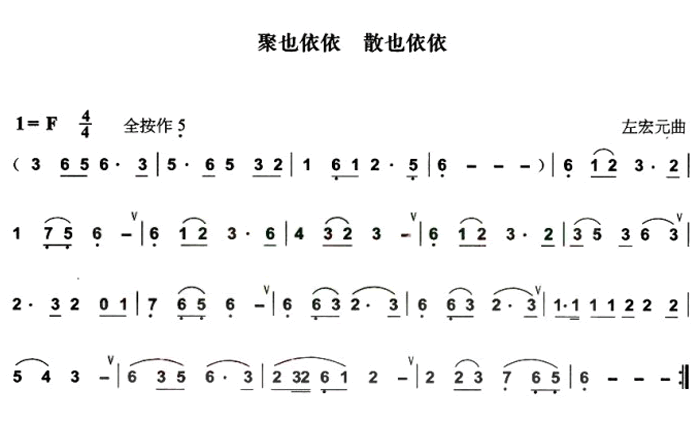 中国乐谱网——【葫芦丝】聚也依依 散也依依