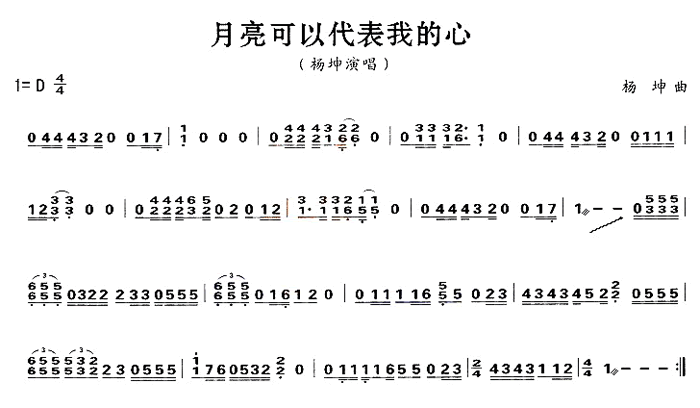 中国乐谱网——【古筝】月亮可以代表我的心