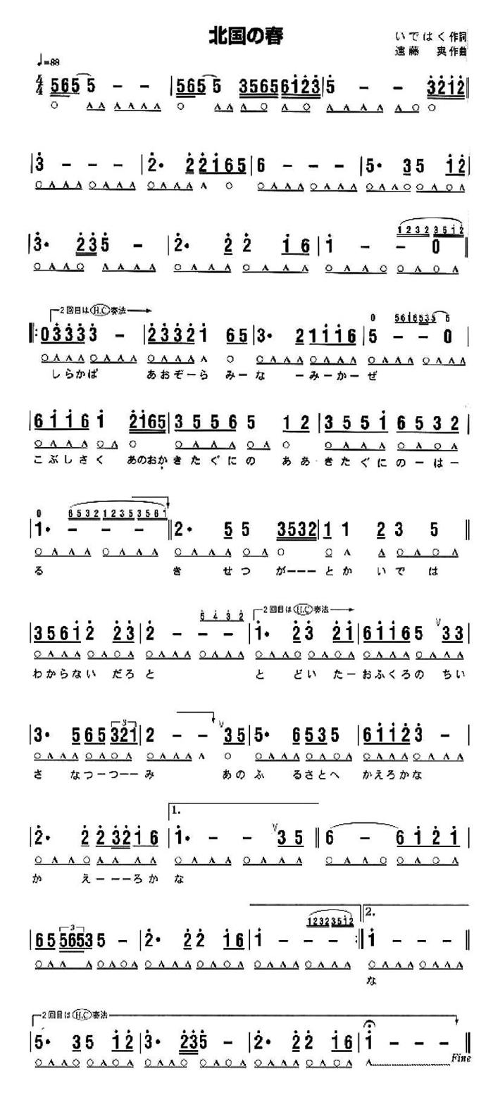 中乐谱网——【其他乐谱】北国之春  版本一